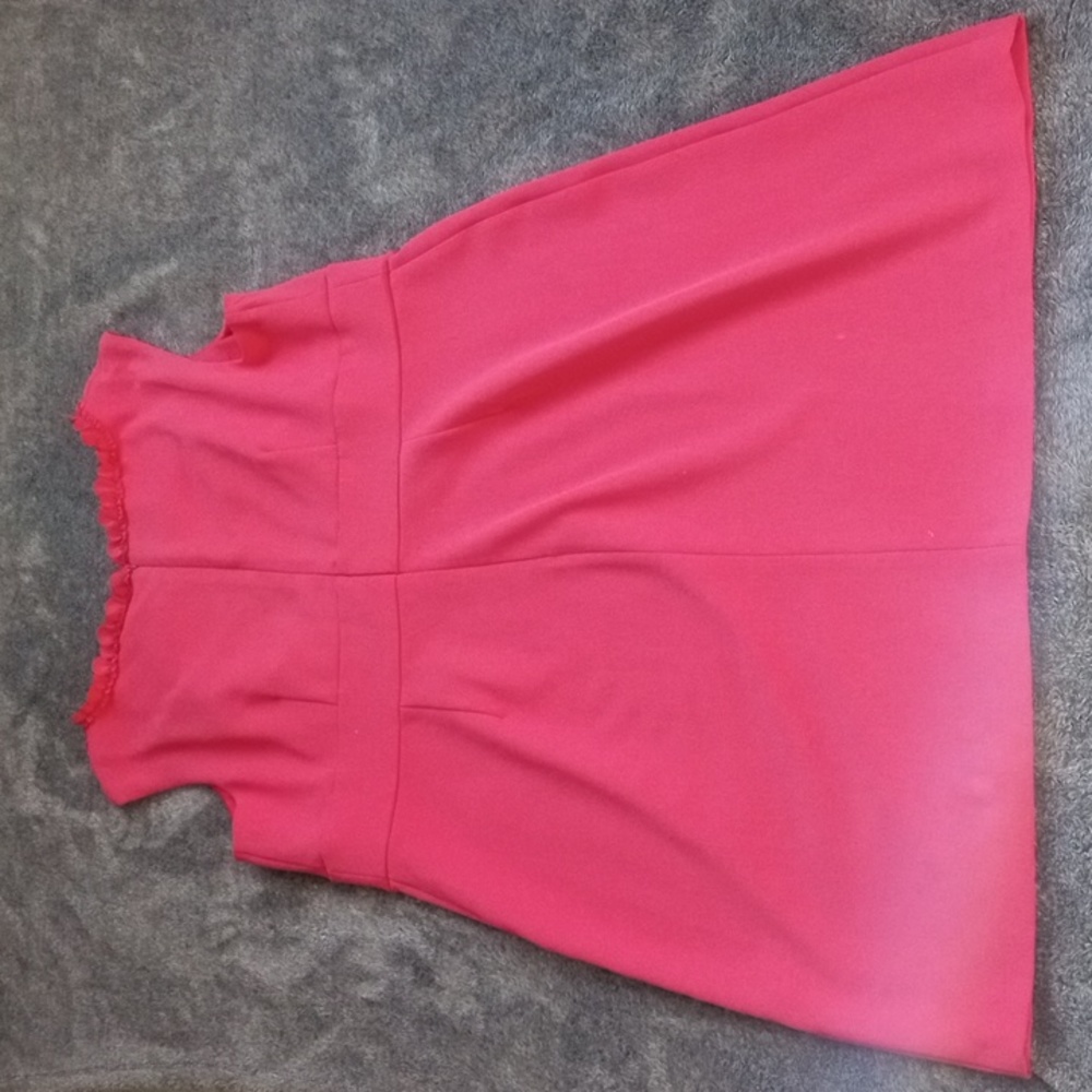 Studio One bright coral sleeveless dress with petal neckline - Picture 8 of 10